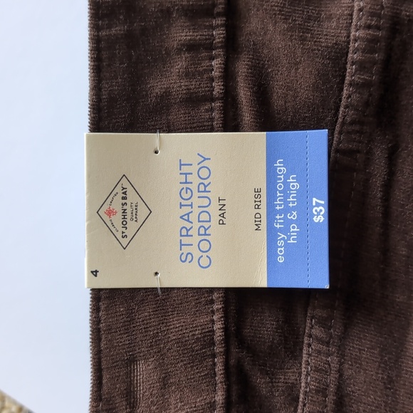 St. John's Bay Women's Soft Finewale Corduroy Pants, Chocolate Chip Brown - Picture 5 of 7